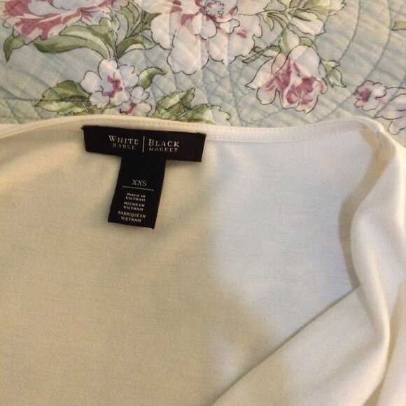 White Draped Neckline  Sleeveless Jersey Top, WHBM - Picture 3 of 5